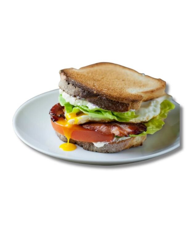 Breakfast Club Sandwich with bacon, eggs, and toast at NY Diner Boston in Brighton MA