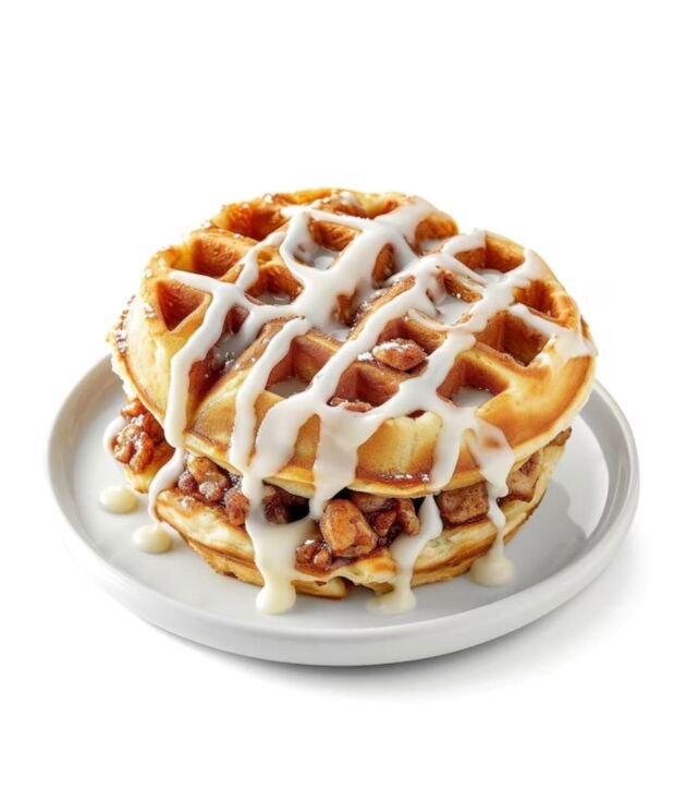 Cinnamon Waffle Sandwich with icing and syrup at NY Diner Boston in Brighton MA