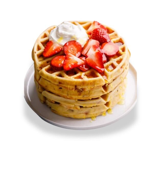 Strawberry Waffle Sandwich with fresh berries and cream at NY Diner Boston in Brighton MA