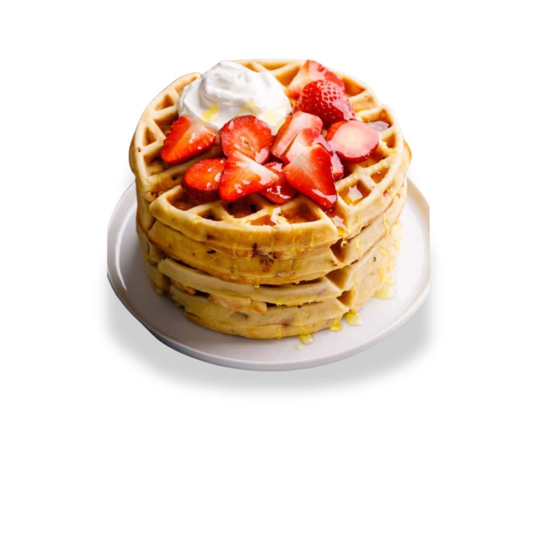 Strawberry Waffle Sandwich with fresh berries and cream at NY Diner Boston in Brighton MA