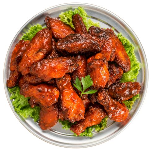 Smoky BBQ chicken wings served fresh at NY Diner Boston in Brighton MA