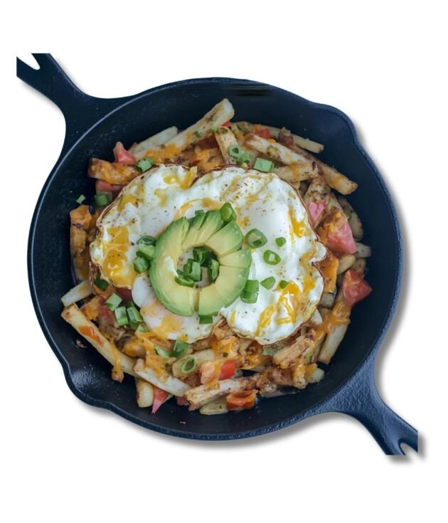 California Skillet with avocado, eggs, and potatoes at NY Diner Boston in Brighton MA