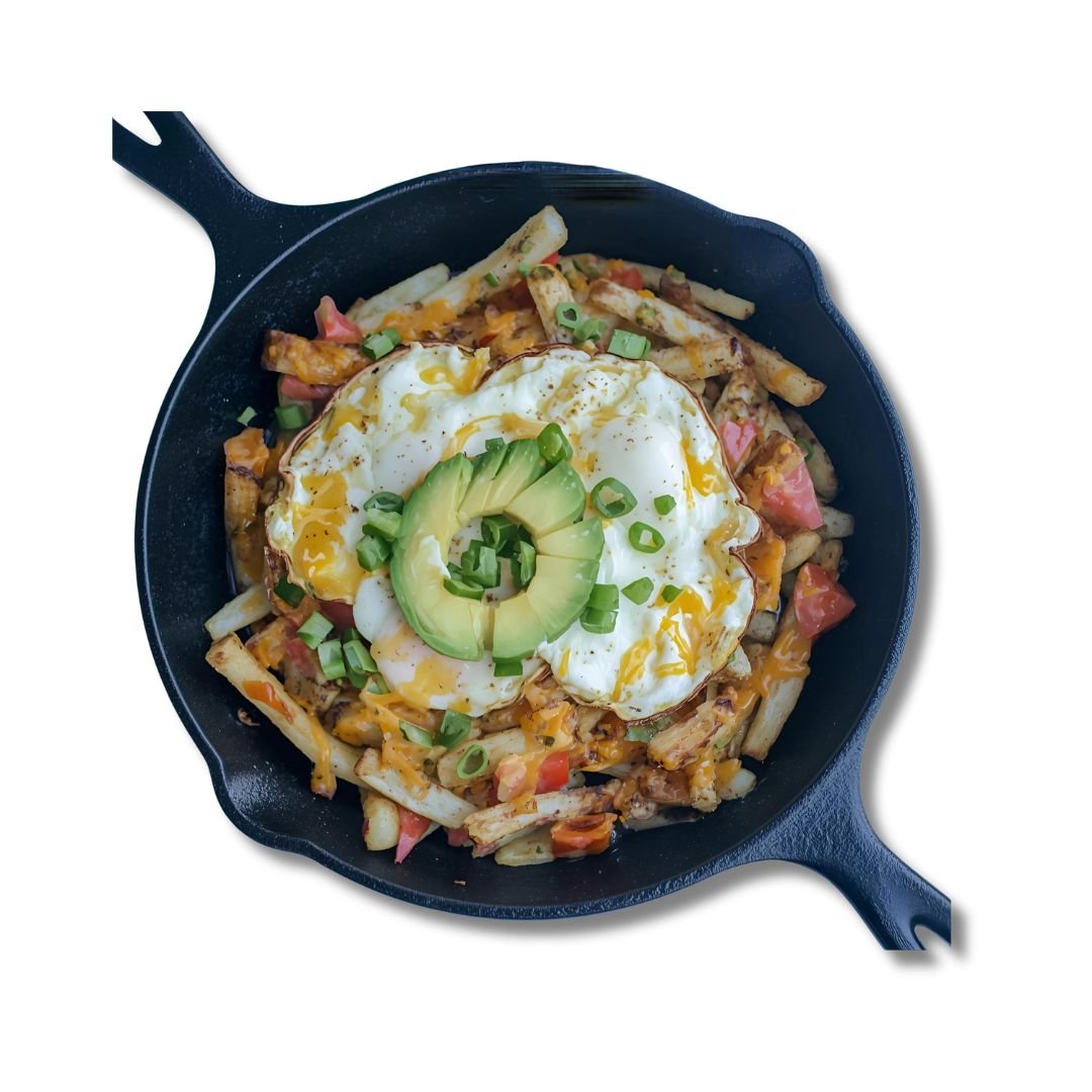 California Skillet with avocado, eggs, and potatoes at NY Diner Boston in Brighton MA