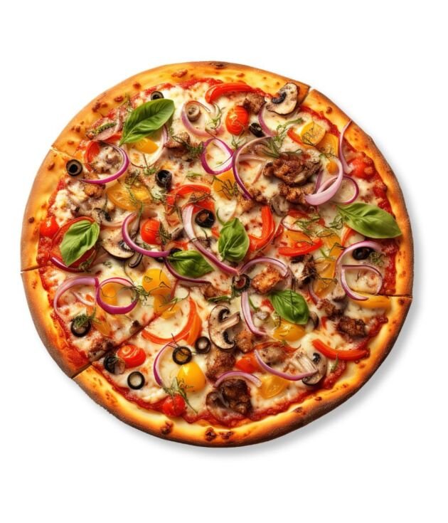 Ultimate Veggie Classic Pizza loaded with fresh vegetables at NY Diner Boston in Brighton MA