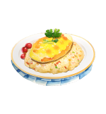 Fluffy omurice with rice and omelette served at NY Diner Boston in Brighton MA